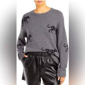 Rails Perci Ash Jungle Cat Cotton Cashmere Pullover Wild Cat Sweater